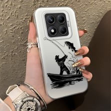 HONTINGA Xiaomi Redmi Note 14 Pro ile Uyumlu Kılıfı Silikon Kenar Sert Arka Düşüme Önleyici Basitlik Anti Düşme Kamera Korumali Balık Tutma Desen Telefon Kılıfı Kadın ve Erkek Için Uygundur K1-0736