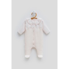 Caramell Only Flowers Yakası Fırfırlı Tulum - Pembe - 56-62 cm Pembe