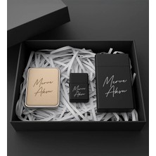 Bk Gift Kişiye Özel Isimli Sigara Kutusu & Çakmak & Katlanır Makyaj Aynası Hediye Seti, Hediye Kutulu Set