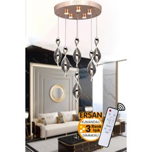 Luna 6'li Gold Kumandalı 3 Renk Işık Özellikli Dimmerli Modern Sarkıt LED Avize Salon Mutfak Avize