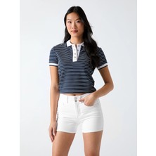 Guess Kısa Kollu Polo Yakalı Alphonsine Çizgili Kadın Çok Renkli Polo T-Shirt W6GP17K2946-SB09