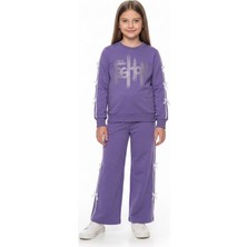 Stilera Kız Çocuk Taşlı Fashion Yazılı Kurdele Fiyonk Detaylı Alt Üst Takım