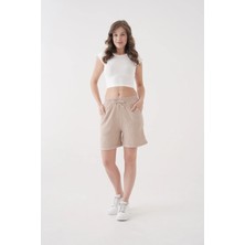 Saint Majesta Kadın Müslin Şort %100 Pamuk Rahat Kesim Bağcıklı Lastikli Bel Cepli Yazlık