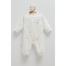 Caramell Famıly Star Fermuarlı Müslin Tulum - Ekru - 74-80 cm Ekru