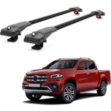 Cross Oto Aksesuarları Mercedes X Pickup W470 2017-2020 için Ara Atkı Tavan Barı , Araca Özel , Kilitlenebilir Araç Üstü Ekipman Taşıma Barı (2 Adet)