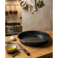 abnturk 28CM Yuvarlak Teflon Fırın Tepsisi Yanmaz Yapışmaz Içi - Dışı Teflon