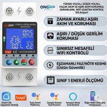 ONOFFSMART Tuya Wifi Akıllı  Kristal Ekran  Yüksek Voltaj Düşük Voltaj Kaçak Akım Koruma Uzaktan Kontrol ve Zamanlama 63 Amper Çift Röle Devre Kesici