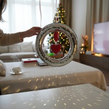 El Yapımı Disko Topu Aynalı Halka ve Kırmızı Kalpli Dekoratif Asma Süs