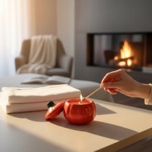 El Yapımı Seramik Balkabağı Mum - Kapaklı Dekoratif Tasarım Mum