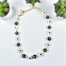 ALS Tasarım Dünyası Kadın Çelik Gold Renk Nazar Boncuklu Bileklik