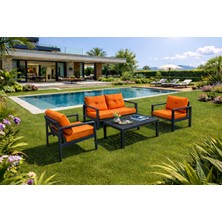 Aluvera Miami Bahçe Balkon Oturma Grubu Antrasit