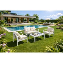 Aluvera Miami Bahçe Balkon Oturma Grubu Beyaz