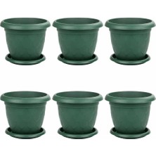 Omnipazar SO-D010 Damla Desen Tabaklı Saksı Takımı 25 Litre No:10 Yeşil 6 Adet