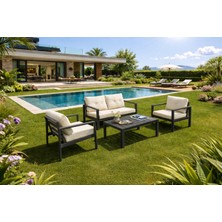 Aluvera Miami Bahçe Balkon Oturma Grubu Antrasit