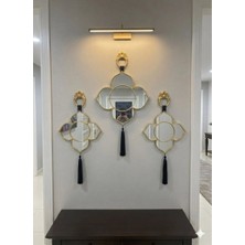 Mirsa Global Dekoratif Duvar Aynası 3 Lü Altın Renk Polikarbon Çerçeve ile Şık Tasarım