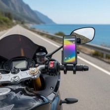 By Nevser Evrensel Motosiklet Telefon Tutucu – Kaymaz, Kilitlenebilir Güvenli Tutuşlu, 360° Ayarlanabilir Gidon Bağlantılı Akıllı Telefon Aparatı