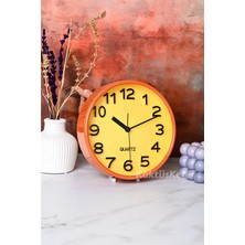 KaktüsKedi Pinky Yuvarlak Alarmlı Turuncu Masa Saati - Çalar Saat