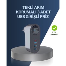 Hopinip Çocuk Korumalı Termal Priz – 3'lü USB Şarj ve Akım Koruması - Lisinya