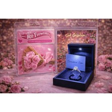 DMR Accessoire Işıklı Kutuda Kalp Yüzük ve Mini Buket Aynalı Çok Güzelsin Yazılı Hediyelik Hot Flowers