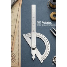 Transformacion 180 Derece Ayarlı Paslanmaz Çelik Açı Ölçer - Profesyonel Iletki ve Hassas D Gönye 722930