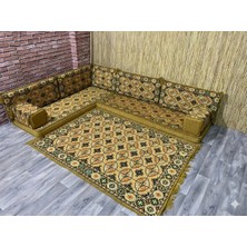 Coton Şark Köşesi Minderi 120x180cm Kilim Takımı Konsept Sarı 10 Parça