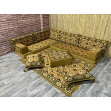 Coton Şark Köşesi Minder, Kilim, Orta Puf Konsept Sarı 13 Parça