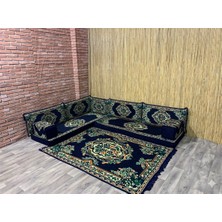 Coton Şark Köşesi Minderi 120x180cm Kilim Takımı Konsept Lacivert 10 Parça