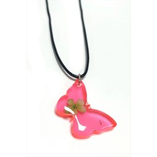 Marsilyan Kartopu Çiçeği Kelebek Epoksi Kolye