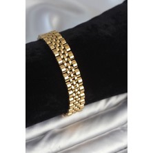 Hopinip 316L Çelik 12 mm Kalınlıkta Gold Renkli Erkek Bileklik - Lisinya