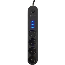 Hopinip 4lü Siyah Anahtarlı 3 USB Li Akım Korumalı Topraklı Çocuk Korumalı Grup Priz 2 Metre ( Lisinya )