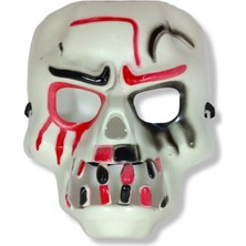 Hopinip Beyaz Üzeri Rengarenk Korku Dişli Kafatası Maskesi 30X22 cm - Lisinya