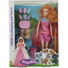 Hopinip Puppy Bella 30 cm Bebek ve Köpek Bakım Seti - Pembe Elbise (Lisinya)