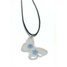 İlkyaz Fashion Unutma Beni Çiçeği Kelebek Epoksi Kolye