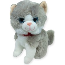 Hopinip Sesli Peluş Kedi 25 cm - Gri (Lisinya)