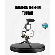 Hopinip Profesyonel Vlog Çekim Kiti LED Işıklı Tripod Mikrofonlu Telefon Seti - Lisinya