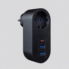 By Nevser® 2 Usb,1 Type-C Girişli 1'li Çocuk Korumalı,ısıya Karşı Dayanıklı 2500WATT Termal Akım Korumalı Priz