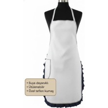 Mutfak Önlüğü Suya Dayanıklı , Leke Tutmaz ,barista Önlüğü Beyaz Kenarı Fırfırlı