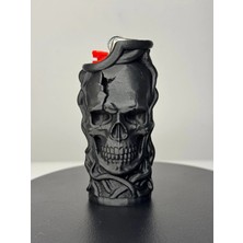 Nomika Design Kuru Kafa Figürlü Maxi Çakmak – Siyah Özel Seri – Koleksiyonluk Hediyelik Tasarım