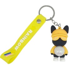 Hopinip Figürlü ve Işıklı Silikon Anahtarlık -  Supe Rock - Sarı (Lisinya)
