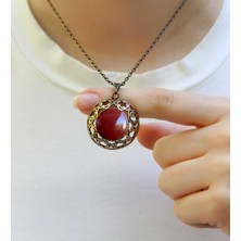 Esha Store Doğal Taş Akik Doğal Taşlı Kadın Antik Yuvarlak Doğal Taşlı Kolye Nazar Taşı EUK37A