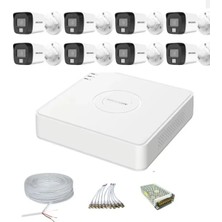 Hikvision 8'li Gece Renkli Görüşlü (16D0T Kamera) 2MP Ahd Set