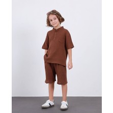 Jolly Kids Erkek Çocuk Müslin Kumaş Haki Yaka Yazlık Takım