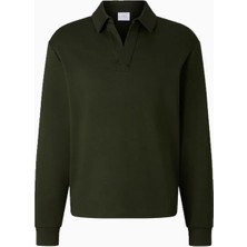 Bogner Lionel Lüks Spor Stil Erkek Haki Polo Sweatshirt