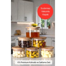 Denia Home 6'lı Cam Kahvaltılık Seti & Saklama Kabı - Sızdırmaz Vakumlu Bambu Kapak