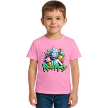 Sedirli Unisex Rick And Morty Baskılı Çocuk Tişört Pamuklu Penye Kumaş
