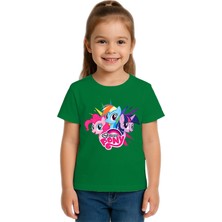 Sedirli Unisex My Little Pony Baskılı Çocuk Tişört Pamuklu Penye Kumaş