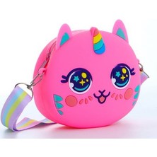 Unicorn Pembe Popitli Silikon Çapraz Ayarlı Askı Omuz Çantası Kadın Genç Kız Çocuk Bebek Hediyelik
