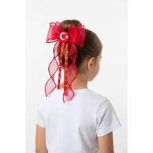 23 Nisan Özel Günler Okul ve Günlük Kullanım Için Türk Bayraklı Fiyonklu Tüllü Klips Toka