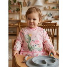 Bebe-chi Uzun Kollu Giyilebilir Kaplumbağa Desen Sıvı Geçirmez Aktivite ve Mama Önlüğü Su Geçirmez Bebek Önlük