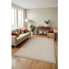 Cinka Home Kaydırmaz Tabanlı Makinede Yıkanabilir Toz Hav Vermez Çerçeveli Sisal 6633 Bej Krem